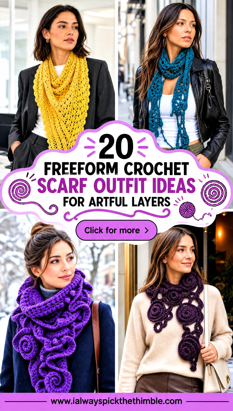 20 Freeform Crochet Scarf Outfit Ideas for Artful Layers - 20 Freeform Crochet Scarf Outfit Ideas for Artful Layers