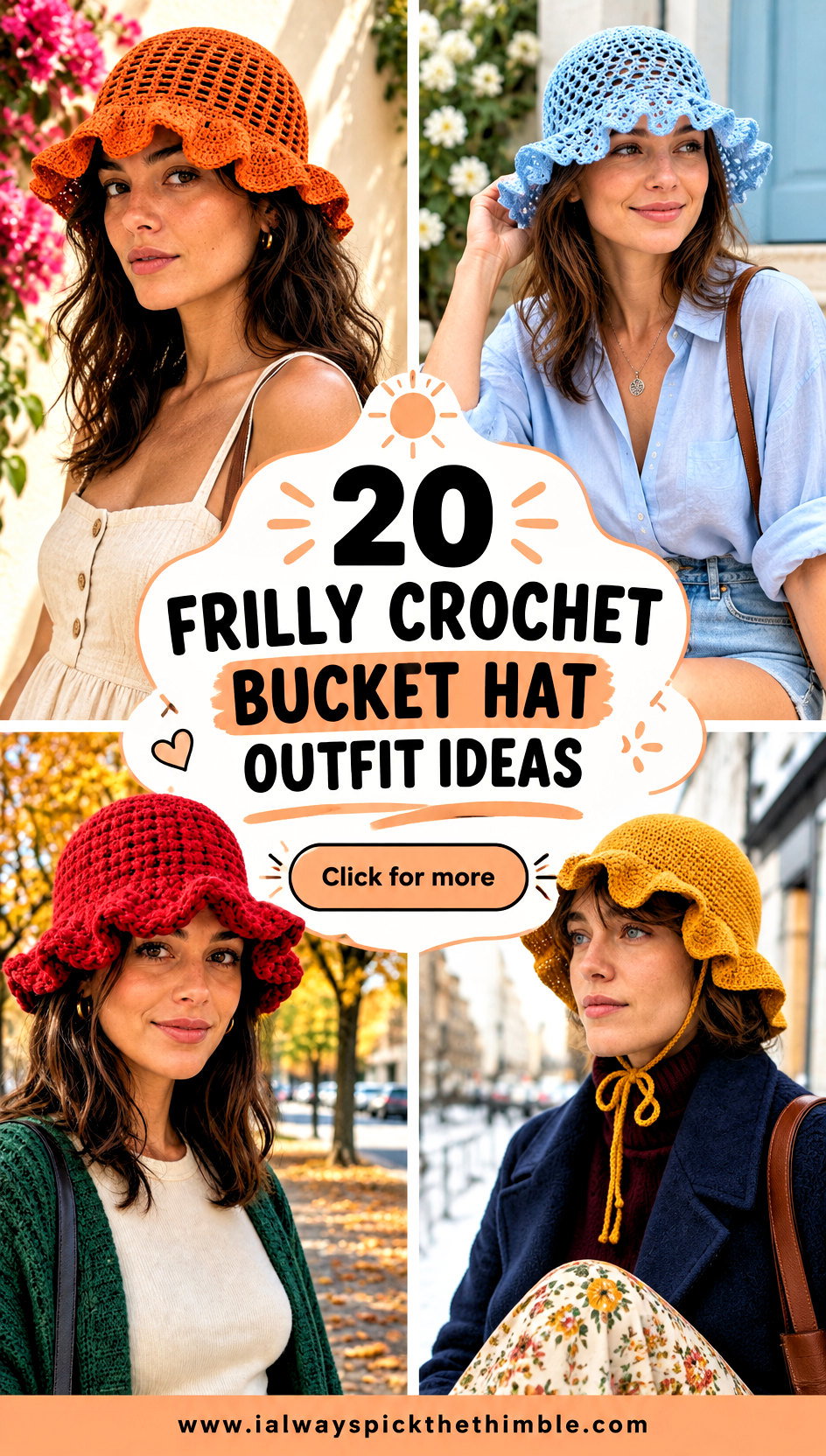 20 Frilly Crochet Bucket Hat Outfit Ideas for Sunny Days - 20 Frilly Crochet Bucket Hat Outfit Ideas for Sunny Days