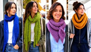 20 Fuzzy Crochet Scarf Outfit Ideas for Soft Winter Layers