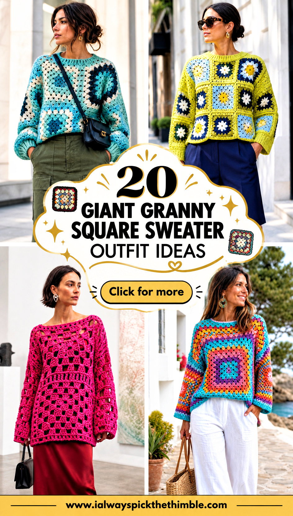 20 Giant Granny Square Sweater Outfit Ideas for Retro Flair - 20 Giant Granny Square Sweater Outfit Ideas for Retro Flair