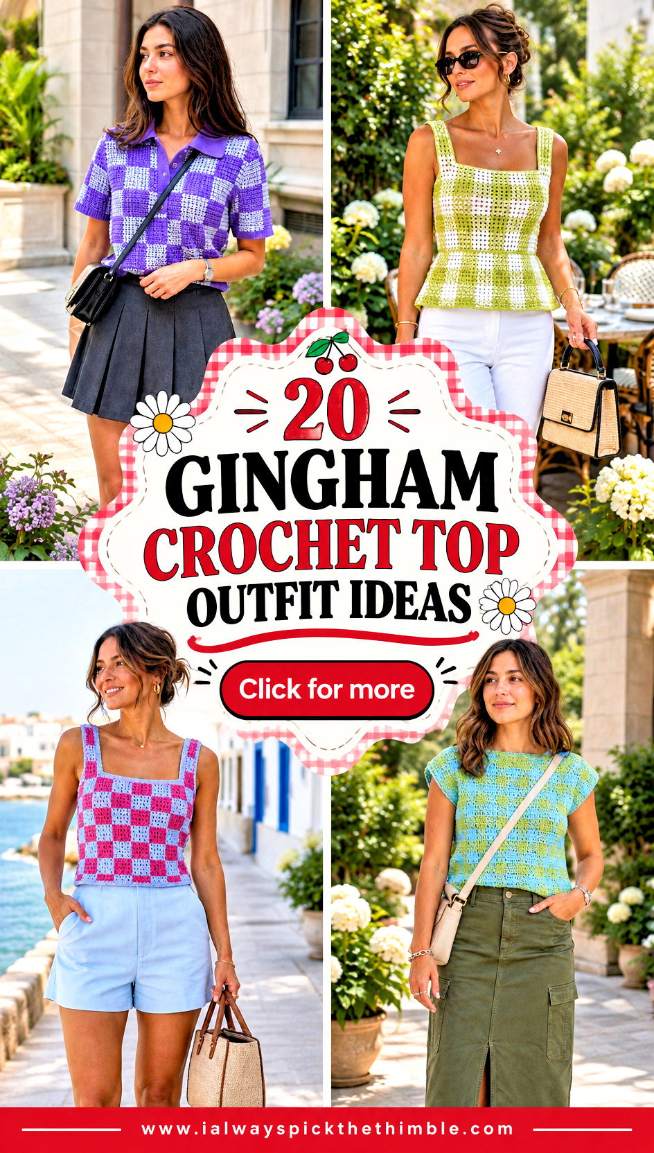 20 Gingham Crochet Top Outfit Ideas for Picnic Days - 20 Gingham Crochet Top Outfit Ideas for Picnic Days