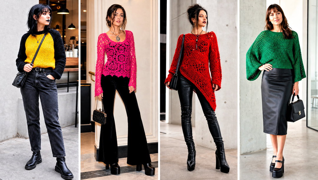 20 Goth Crochet Sweater Outfit Ideas for Dark Layers