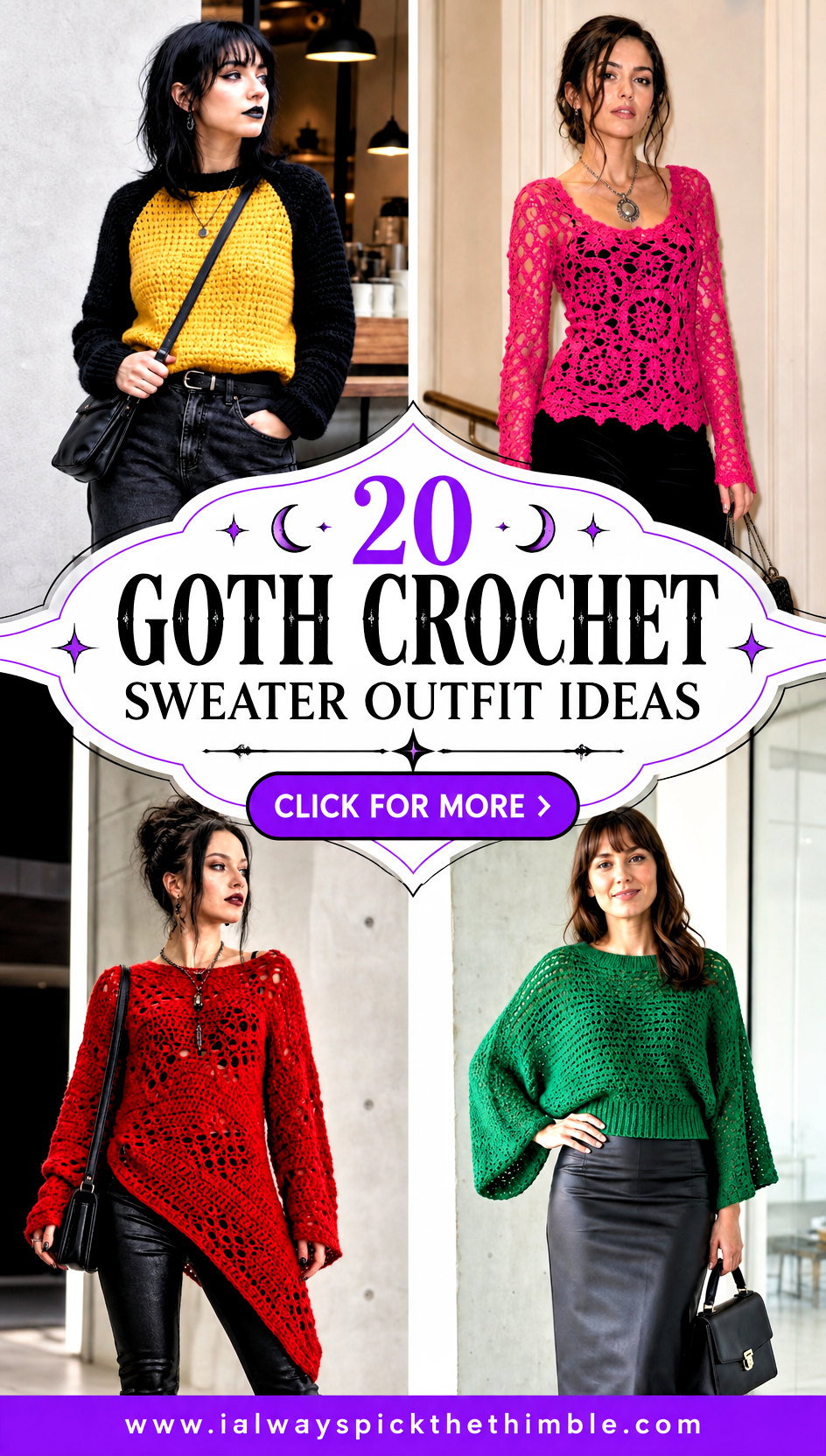 20 Goth Crochet Sweater Outfit Ideas for Dark Layers - 20 Goth Crochet Sweater Outfit Ideas for Dark Layers