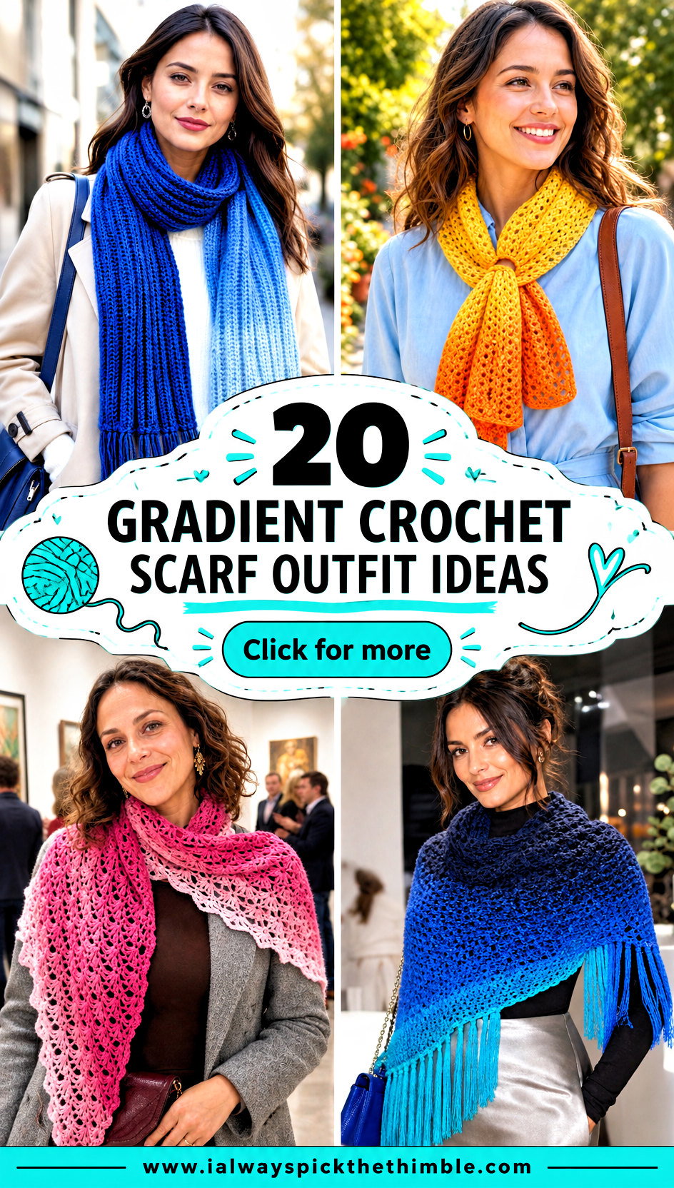 20 Gradient Crochet Scarf Outfit Ideas for Colorful Layers - 20 Gradient Crochet Scarf Outfit Ideas for Colorful Layers