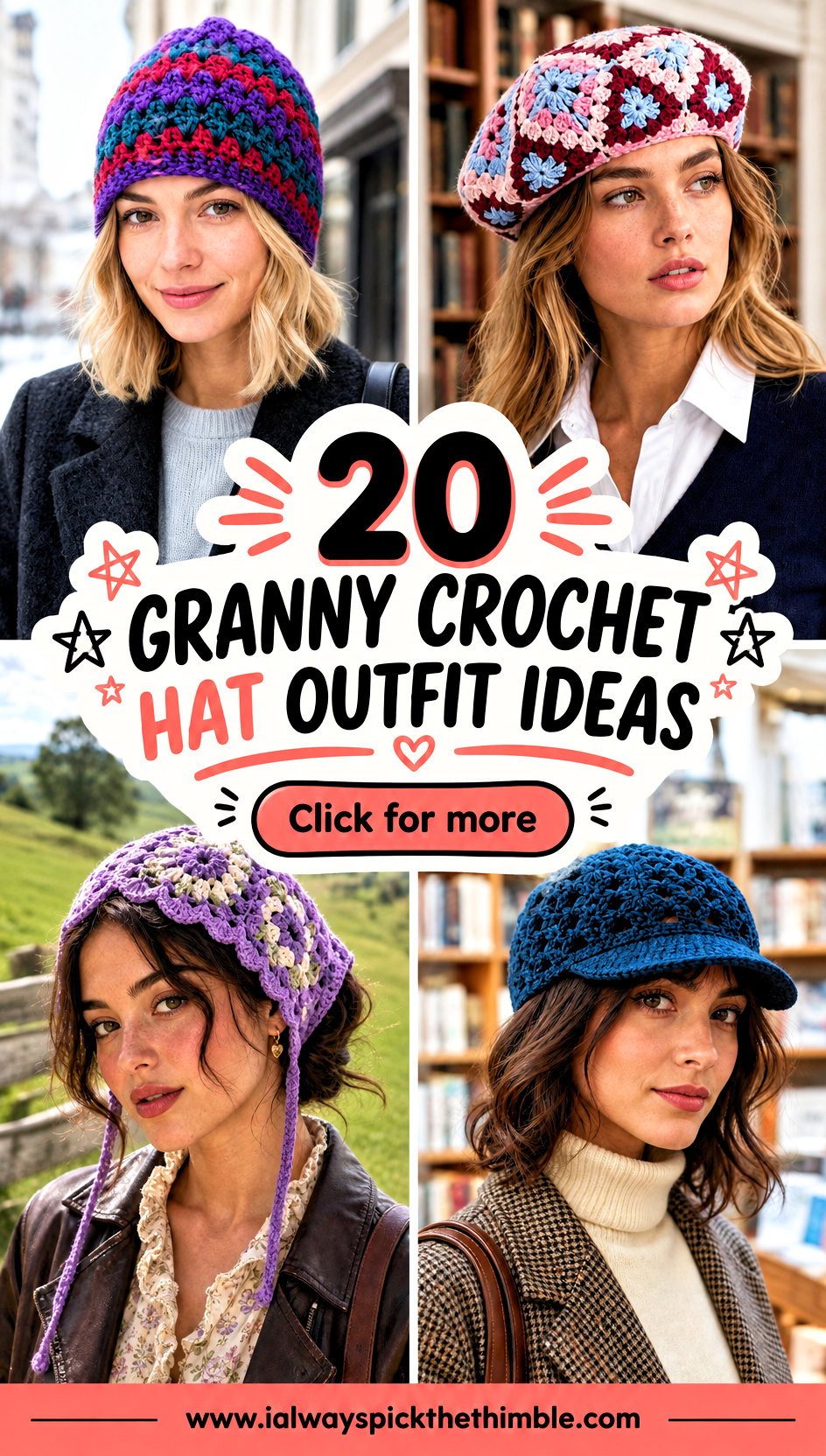 20 Granny Crochet Hat Outfit Ideas for Everyday Color - 20 Granny Crochet Hat Outfit Ideas for Everyday Color