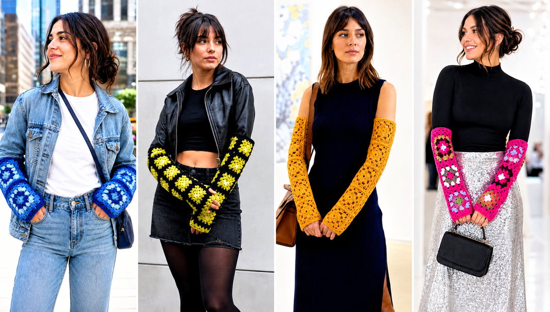 20 Granny Square Arm Warmers Outfit Ideas for Cozy Layers