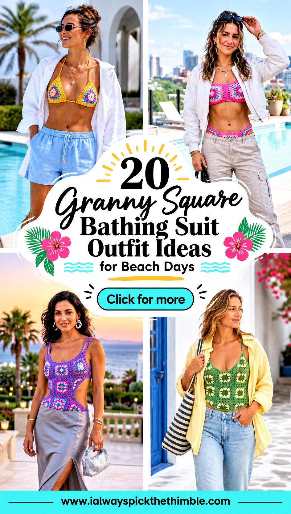 20 Granny Square Bathing Suit Outfit Ideas for Beach Days - 20 Granny Square Bathing Suit Outfit Ideas for Beach Days