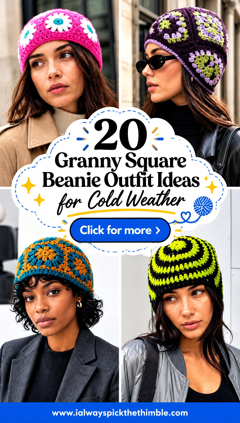 20 Granny Square Beanie Outfit Ideas for Cold Weather - 20 Granny Square Beanie Outfit Ideas for Cold Weather