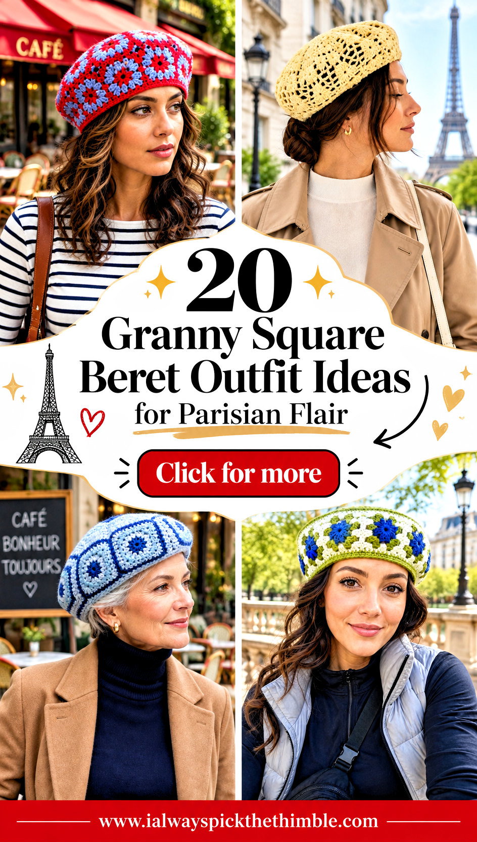 20 Granny Square Beret Outfit Ideas for Parisian Flair - 20 Granny Square Beret Outfit Ideas for Parisian Flair