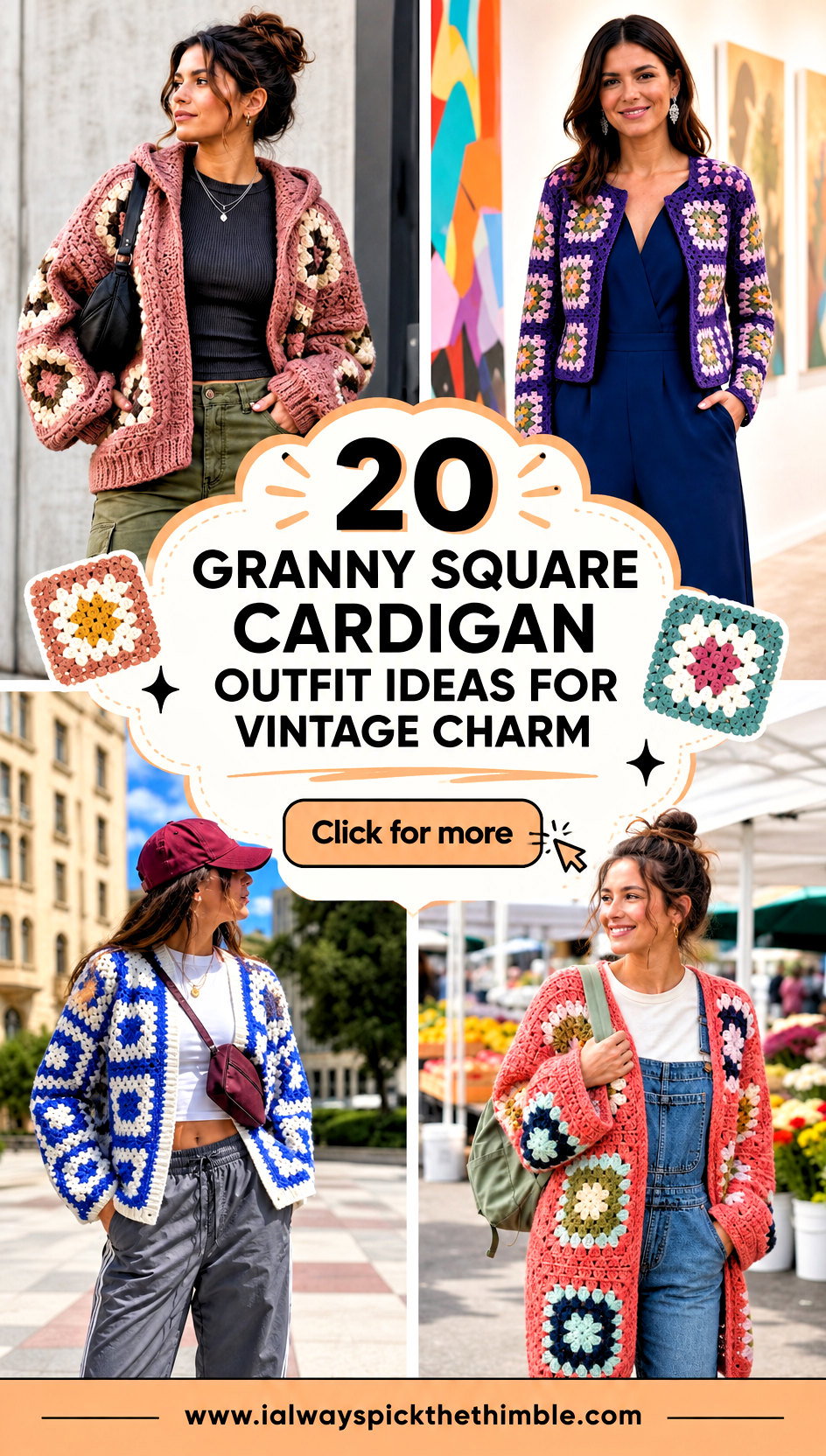 20 Granny Square Cardigan Outfit Ideas for Vintage Charm - 20 Granny Square Cardigan Outfit Ideas for Vintage Charm