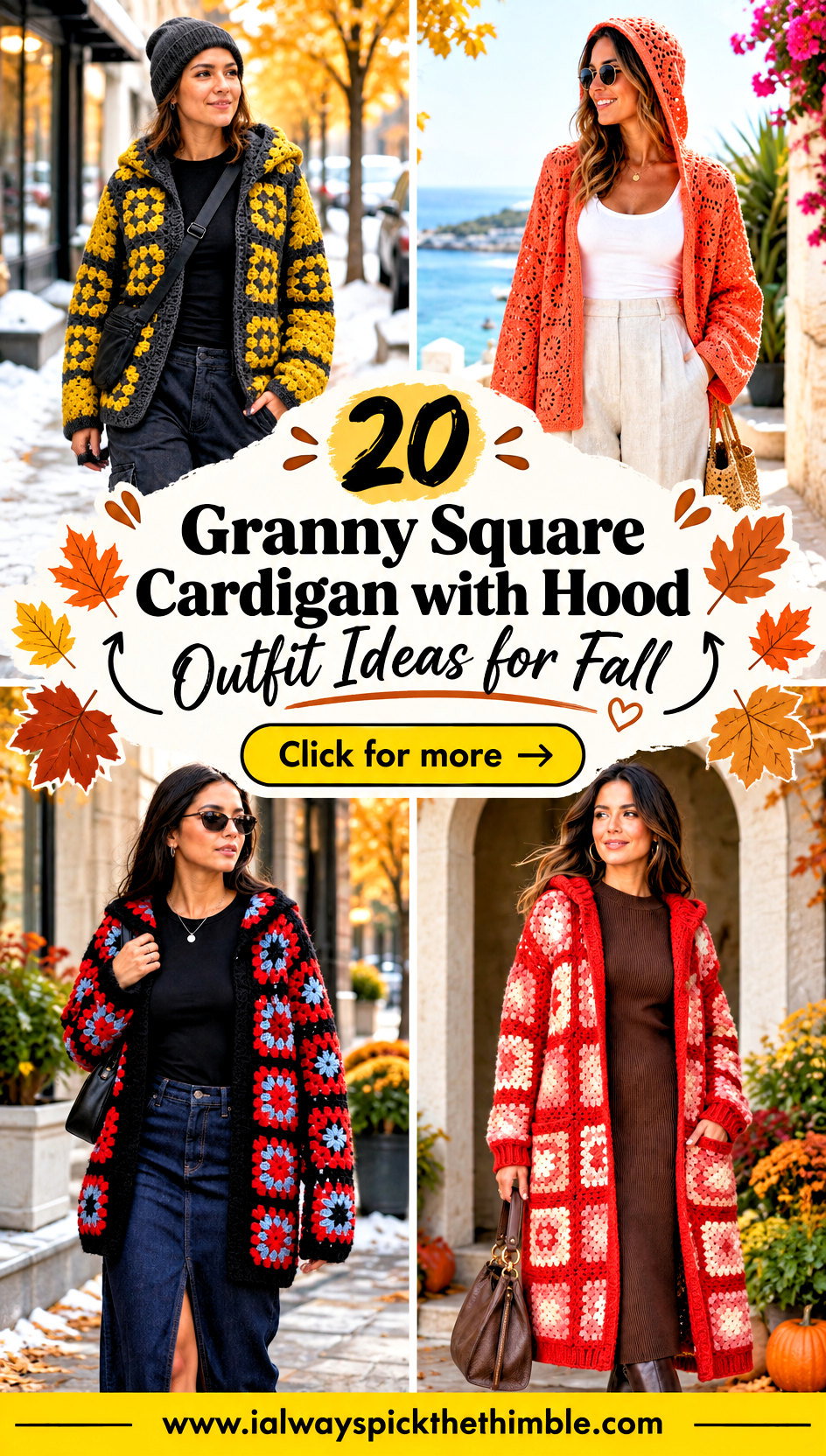 20 Granny Square Cardigan with Hood Outfit Ideas for Fall - 20 Granny Square Cardigan with Hood Outfit Ideas for Fall