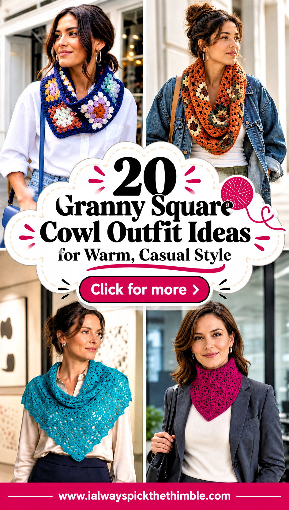 20 Granny Square Cowl Outfit Ideas for Warm Casual Style - 20 Granny Square Cowl Outfit Ideas for Warm, Casual Style