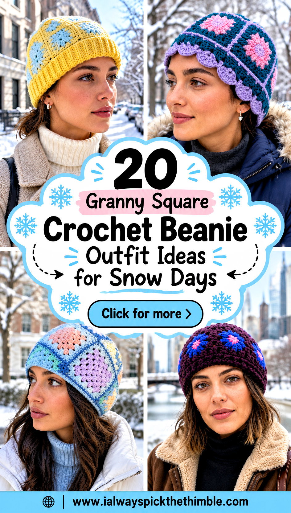 20 Granny Square Crochet Beanie Outfit Ideas for Snow Days - 20 Granny Square Crochet Beanie Outfit Ideas for Snow Days