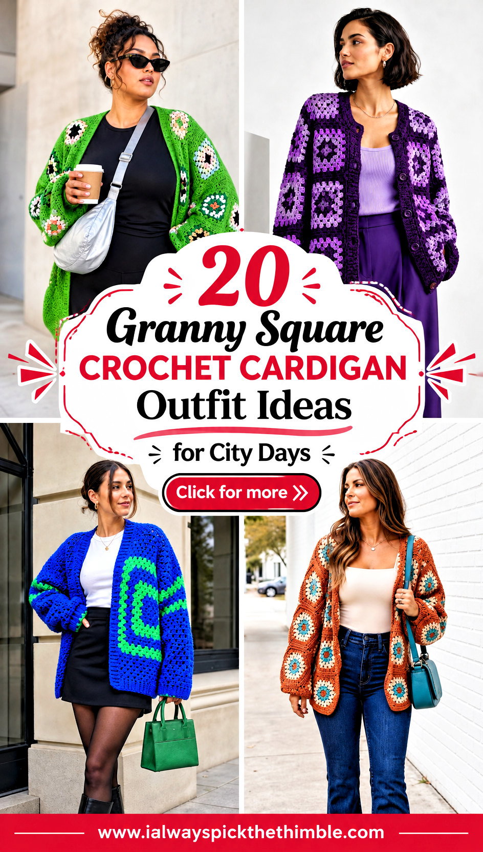 20 Granny Square Crochet Cardigan Outfit Ideas for City Days - 20 Granny Square Crochet Cardigan Outfit Ideas for City Days