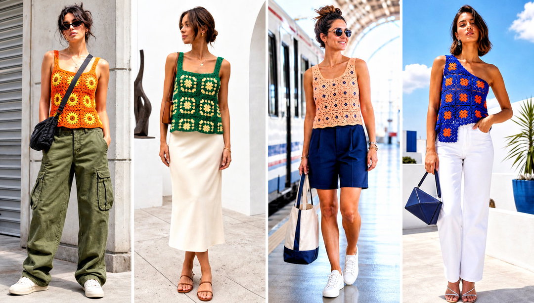 20 Granny Square Crochet Tank Top Outfit Ideas for Hot Days