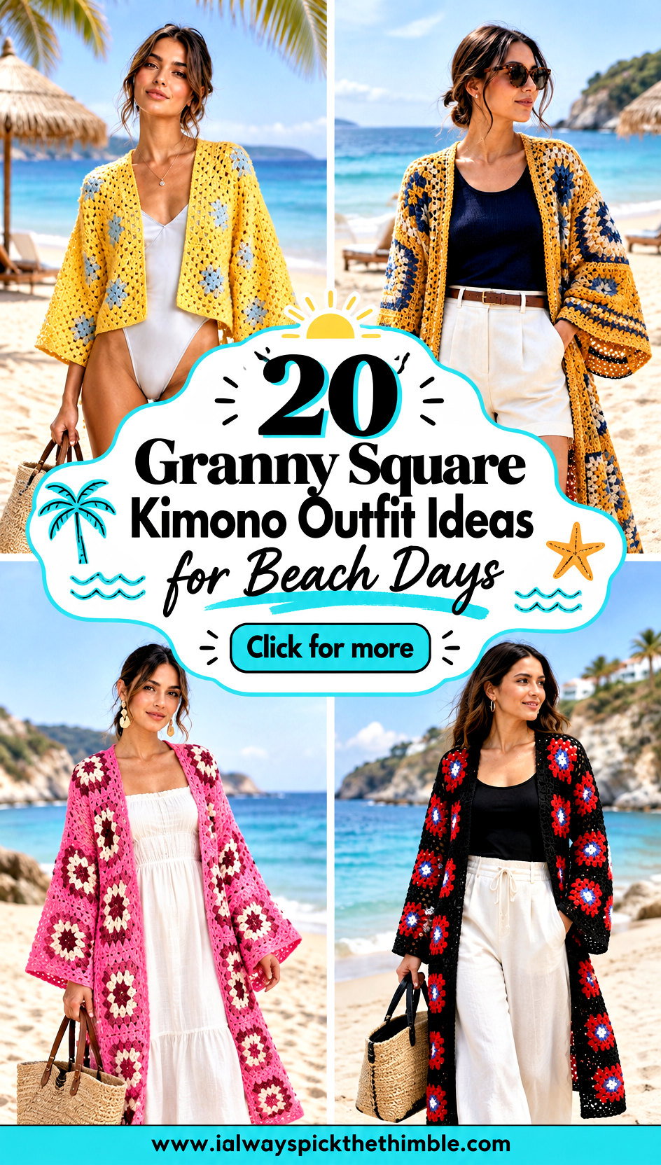20 Granny Square Kimono Outfit Ideas for Beach Days - 20 Granny Square Kimono Outfit Ideas for Beach Days