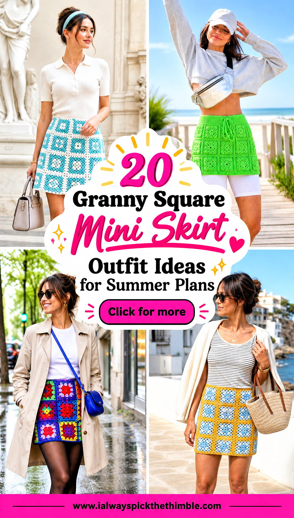 20 Granny Square Mini Skirt Outfit Ideas for Summer Plans - 20 Granny Square Mini Skirt Outfit Ideas for Summer Plans