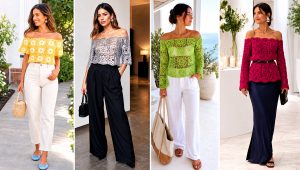 20 Granny Square Off the Shoulder Top Outfit Ideas in Color