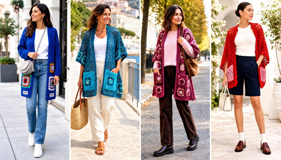 20 Granny Square Pocket Shawl Outfit Ideas for Cozy Weekends