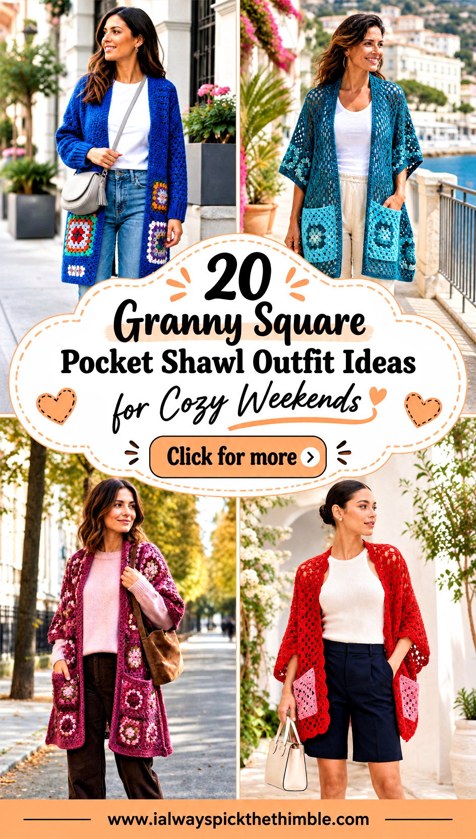20 Granny Square Pocket Shawl Outfit Ideas for Cozy Weekends - 20 Granny Square Pocket Shawl Outfit Ideas for Cozy Weekends