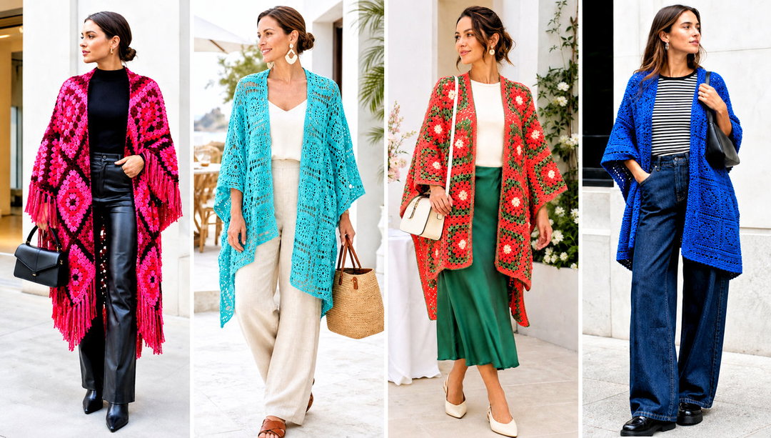 20 Granny Square Ruana Outfit Ideas for Easy Layering