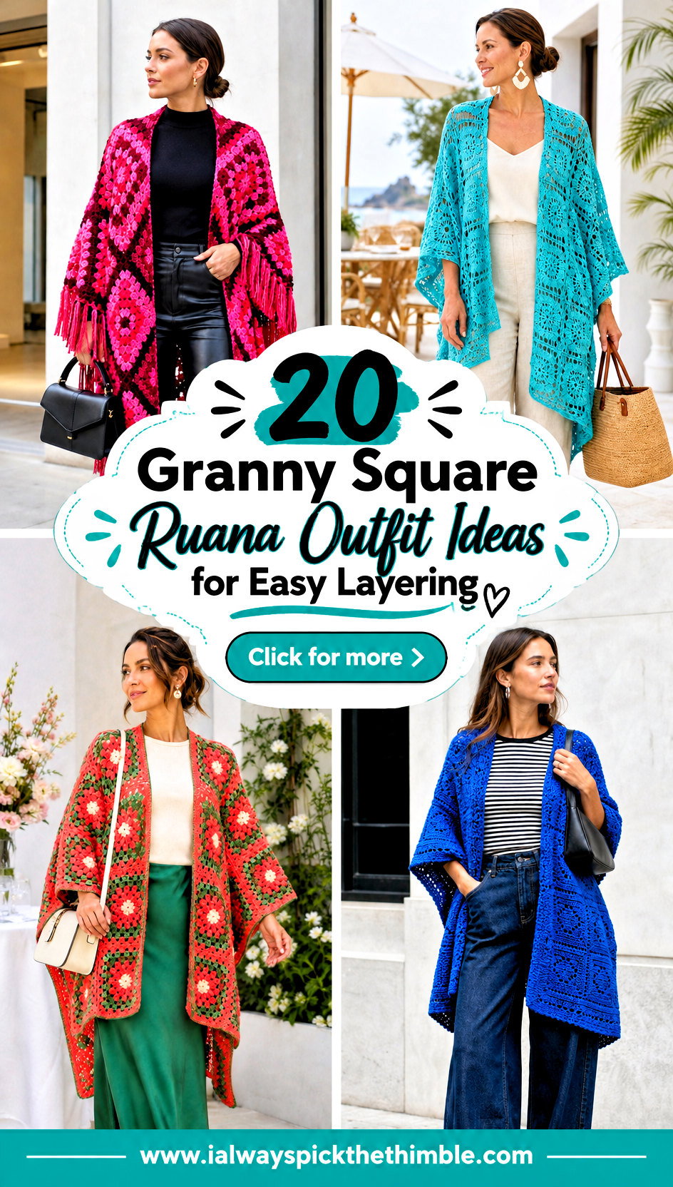 20 Granny Square Ruana Outfit Ideas for Easy Layering - 20 Granny Square Ruana Outfit Ideas for Easy Layering