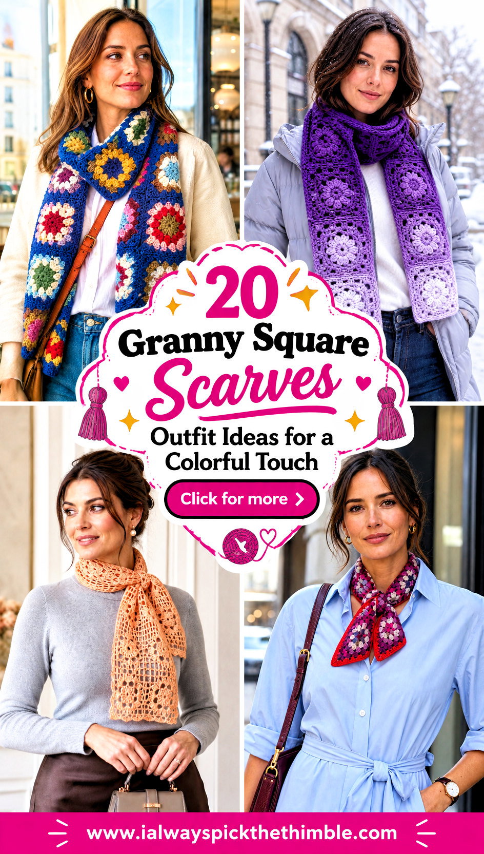 20 Granny Square Scarves Outfit Ideas for a Colorful Touch - 20 Granny Square Scarves Outfit Ideas for a Colorful Touch