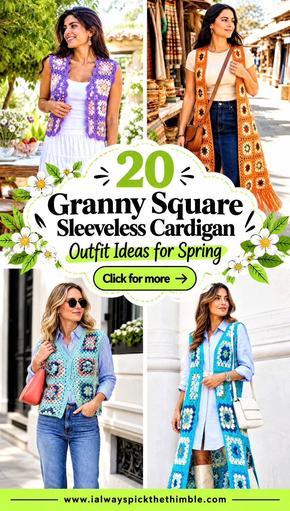 20 Granny Square Sleeveless Cardigan Outfit Ideas for Spring - 20 Granny Square Sleeveless Cardigan Outfit Ideas for Spring