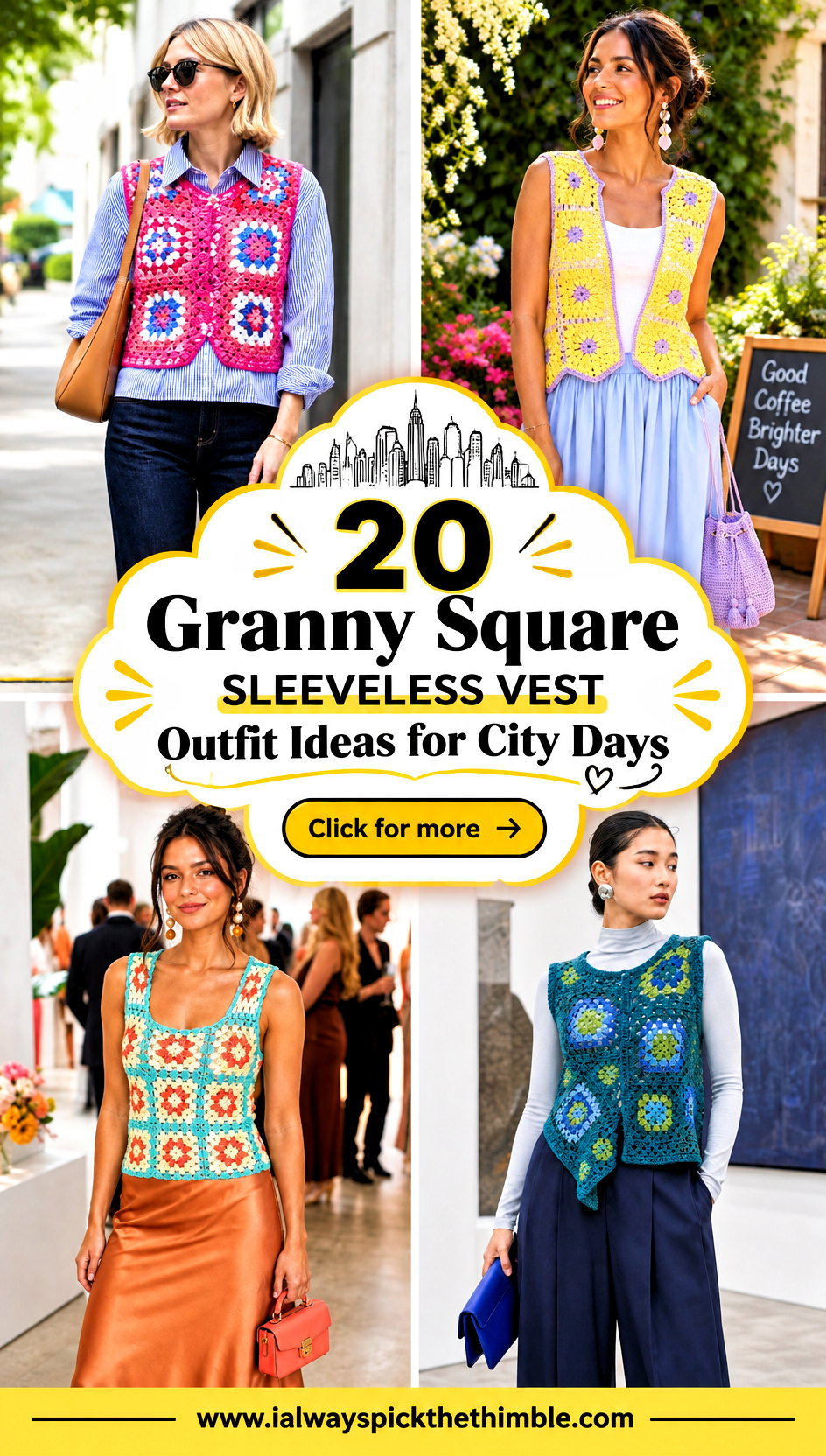 20 Granny Square Sleeveless Vest Outfit Ideas for City Days - 20 Granny Square Sleeveless Vest Outfit Ideas for City Days