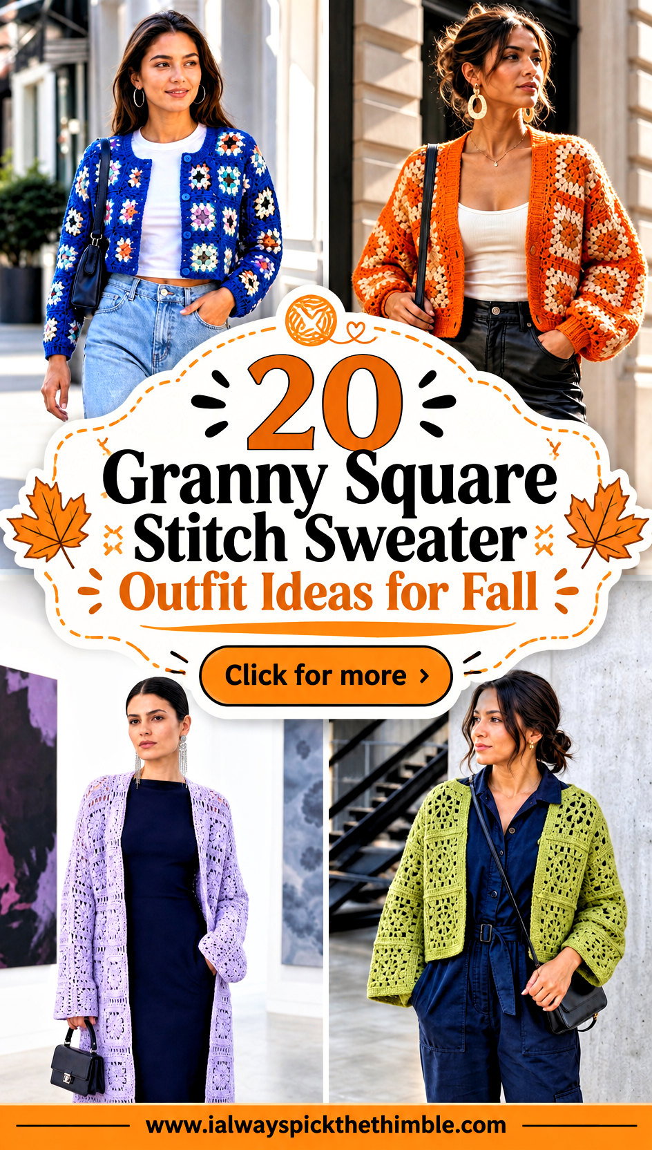 20 Granny Square Stitch Sweater Outfit Ideas for Fall - 20 Granny Square Stitch Sweater Outfit Ideas for Fall