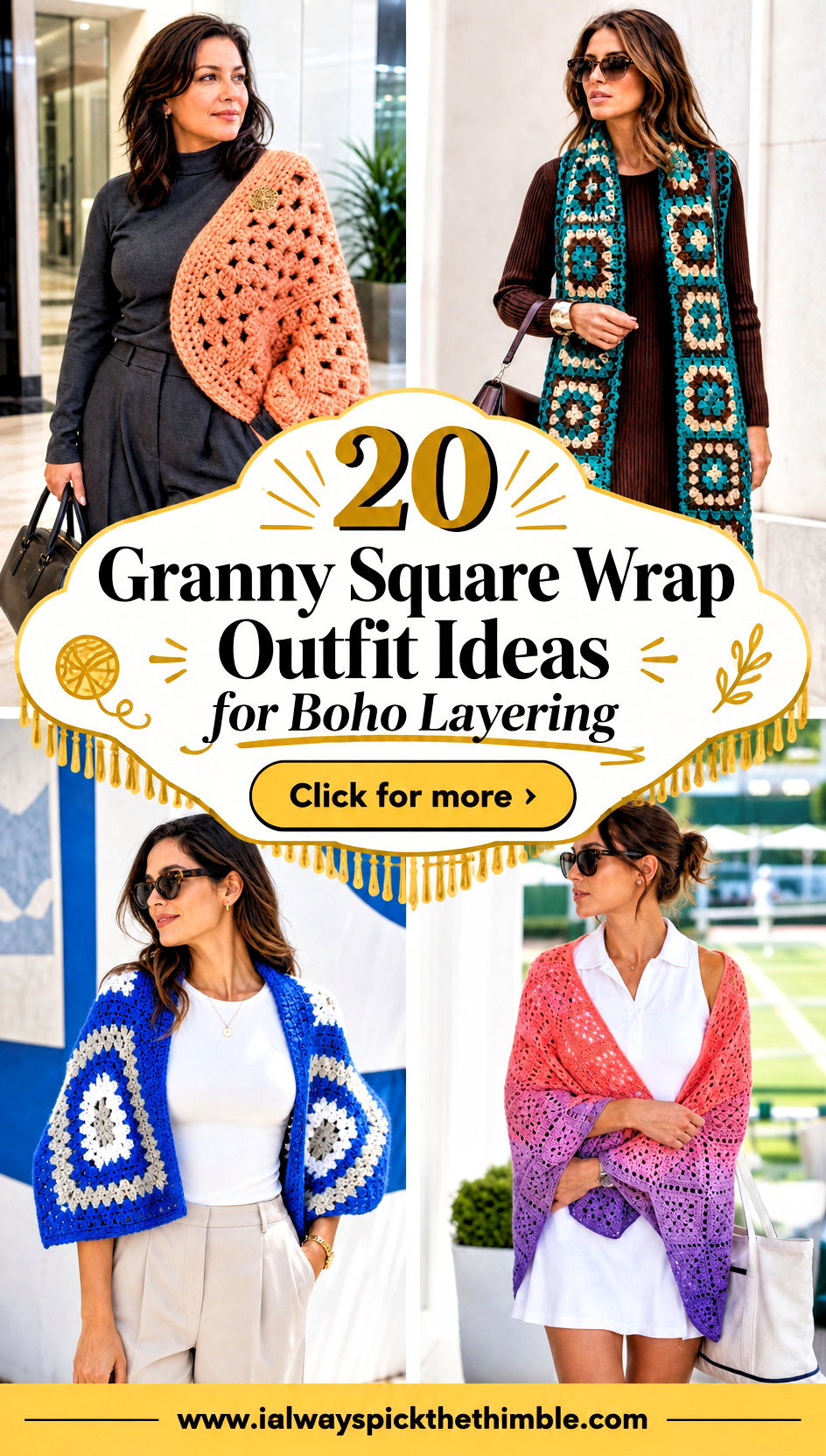 20 Granny Square Wrap Outfit Ideas for Boho Layering - 20 Granny Square Wrap Outfit Ideas for Boho Layering