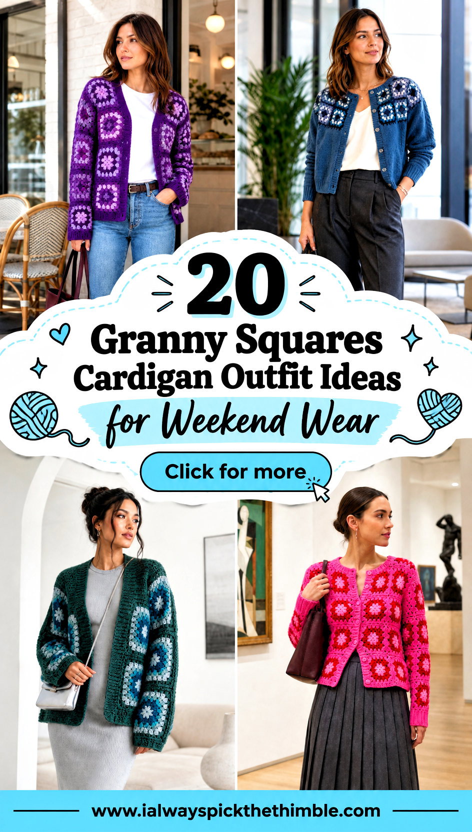 20 Granny Squares Cardigan Outfit Ideas for Weekend Wear - 20 Granny Squares Cardigan Outfit Ideas for Weekend Wear