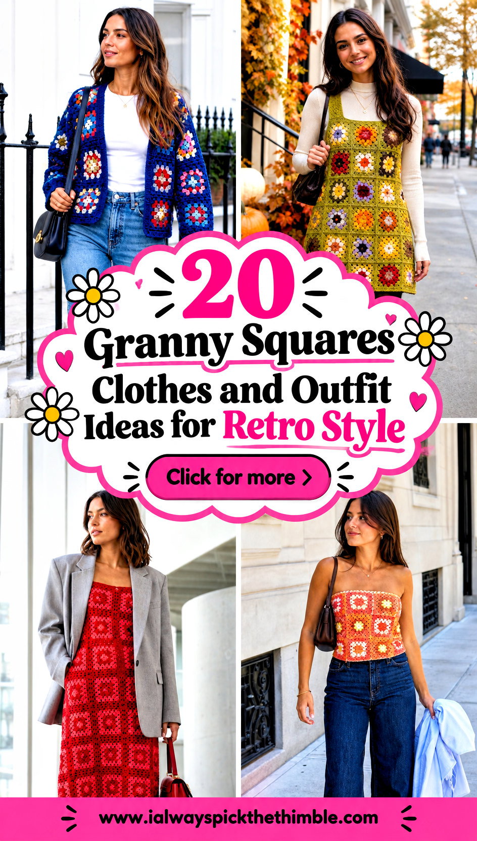 20 Granny Squares Clothes and Outfit Ideas for Retro Style - 20 Granny Squares Clothes and Outfit Ideas for Retro Style