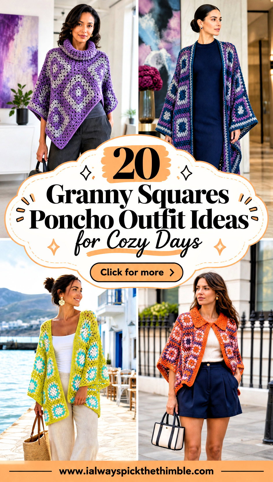 20 Granny Squares Poncho Outfit Ideas for Cozy Days - 20 Granny Squares Poncho Outfit Ideas for Cozy Days