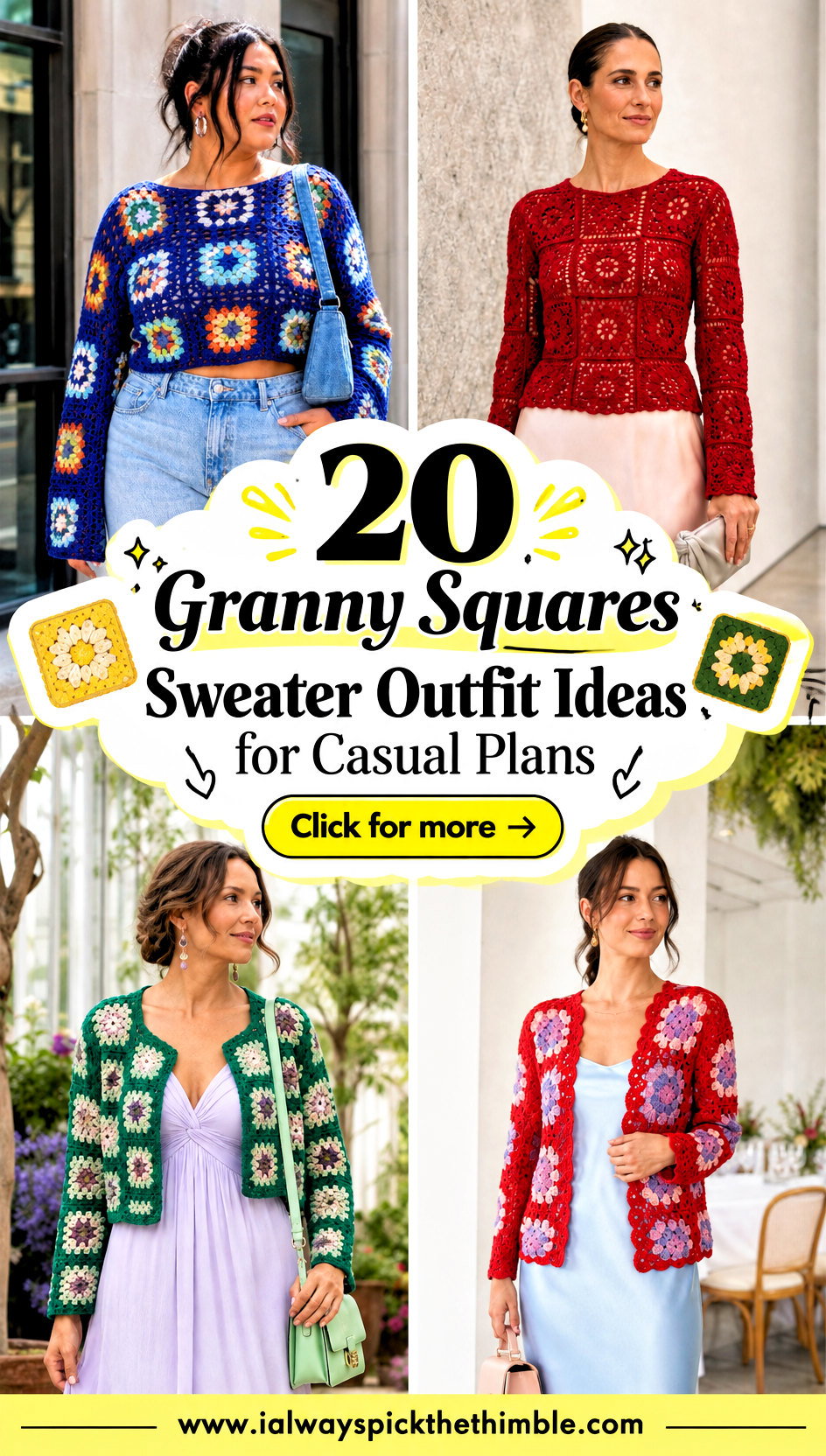 20 Granny Squares Sweater Outfit Ideas for Casual Plans - 20 Granny Squares Sweater Outfit Ideas for Casual Plans