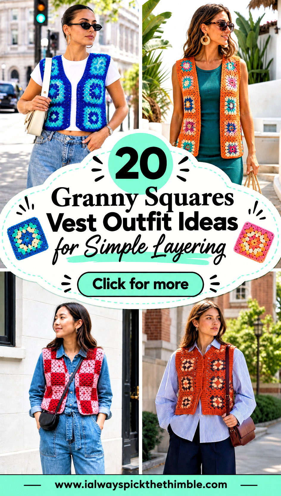 20 Granny Squares Vest Outfit Ideas for Simple Layering - 20 Granny Squares Vest Outfit Ideas for Simple Layering