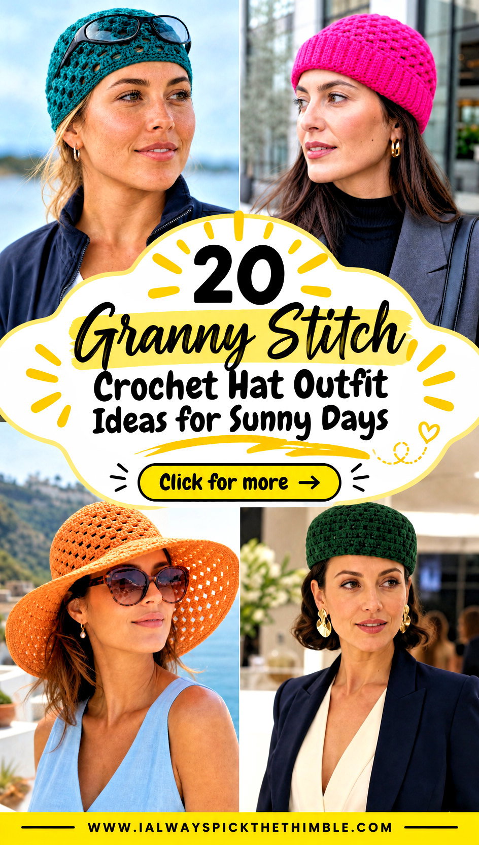 20 Granny Stitch Crochet Hat Outfit Ideas for Sunny Days - 20 Granny Stitch Crochet Hat Outfit Ideas for Sunny Days