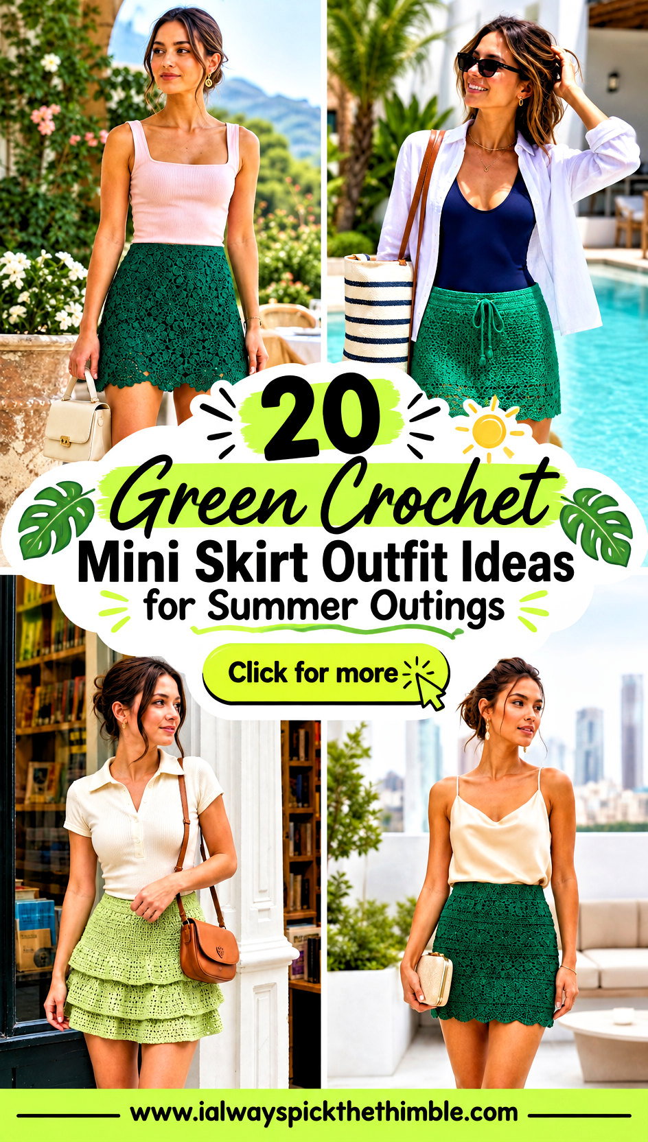 20 Green Crochet Mini Skirt Outfit Ideas for Summer Outings - 20 Green Crochet Mini Skirt Outfit Ideas for Summer Outings