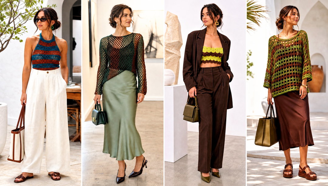 20 Green and Brown Crochet Top Outfit Ideas for Earthy Style