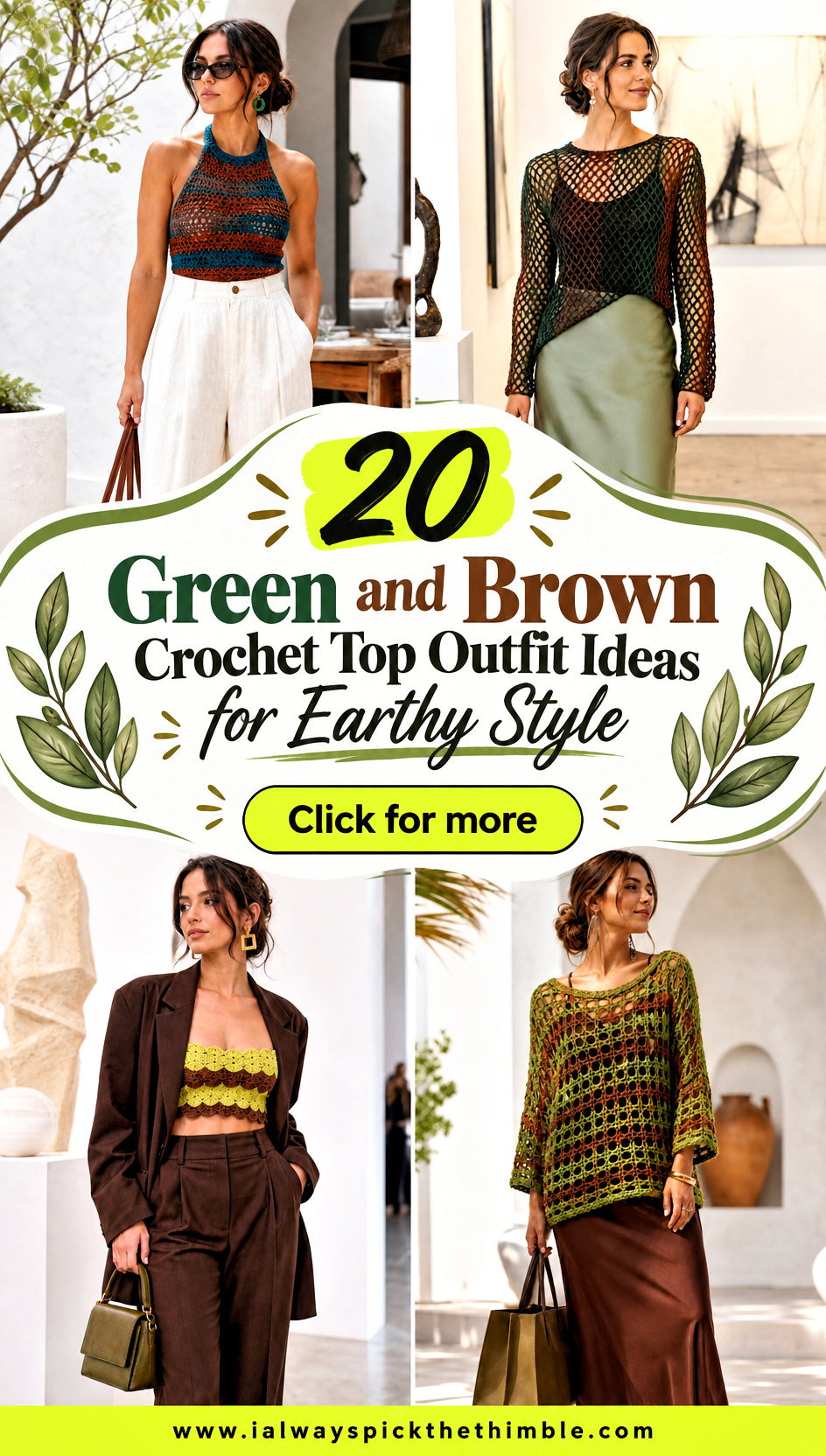 20 Green and Brown Crochet Top Outfit Ideas for Earthy Style - 20 Green and Brown Crochet Top Outfit Ideas for Earthy Style