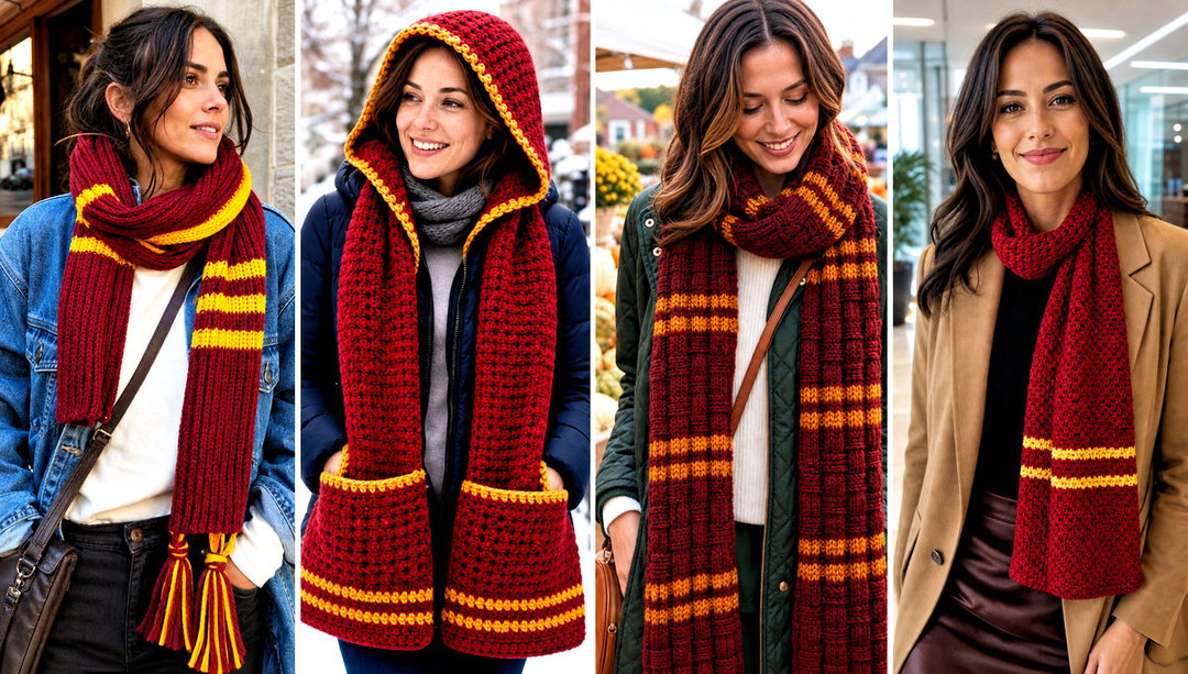 20 Gryffindor Crochet Scarf Outfit Ideas for Campus