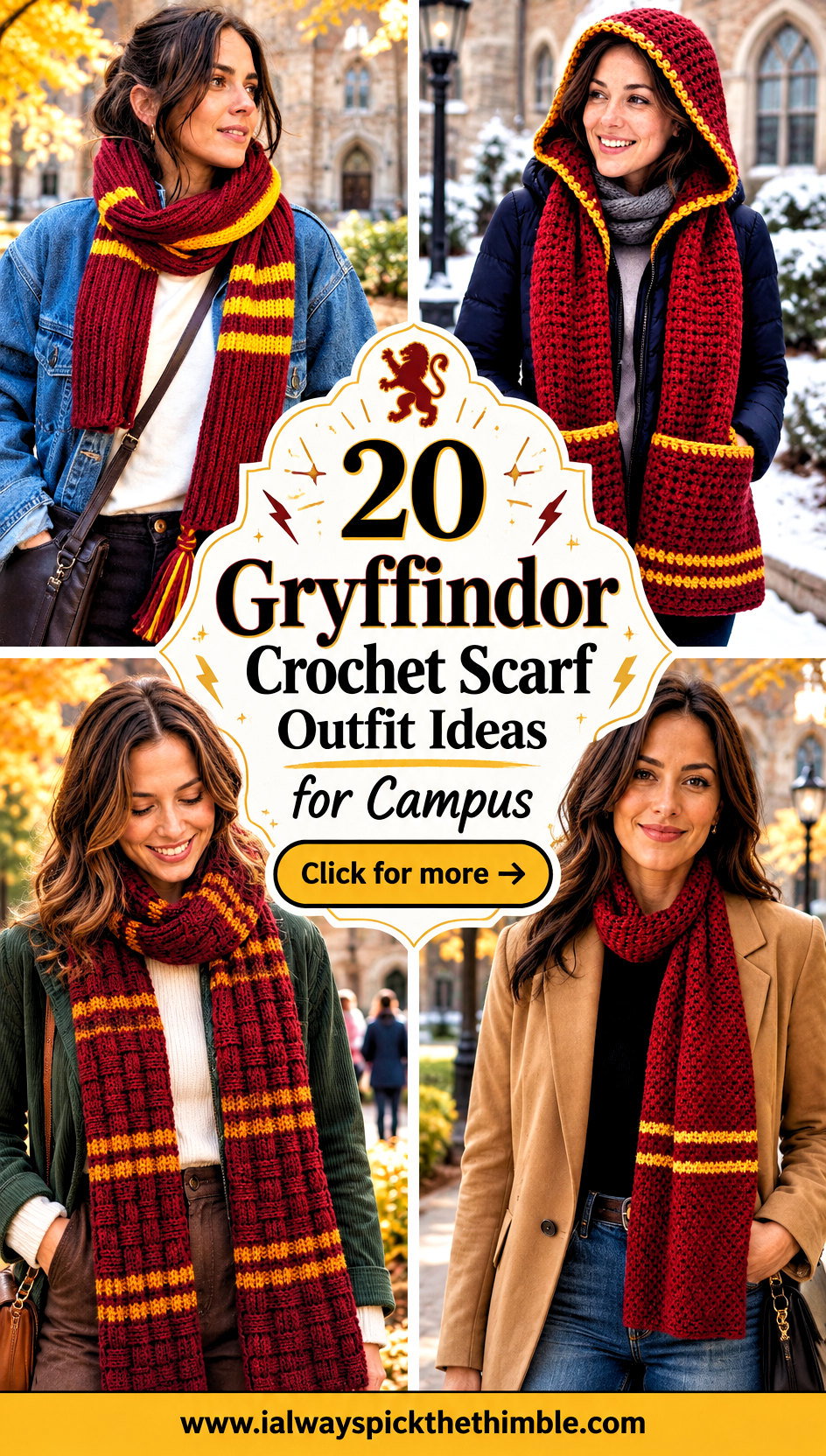 20 Gryffindor Crochet Scarf Outfit Ideas for Campus - 20 Gryffindor Crochet Scarf Outfit Ideas for Campus