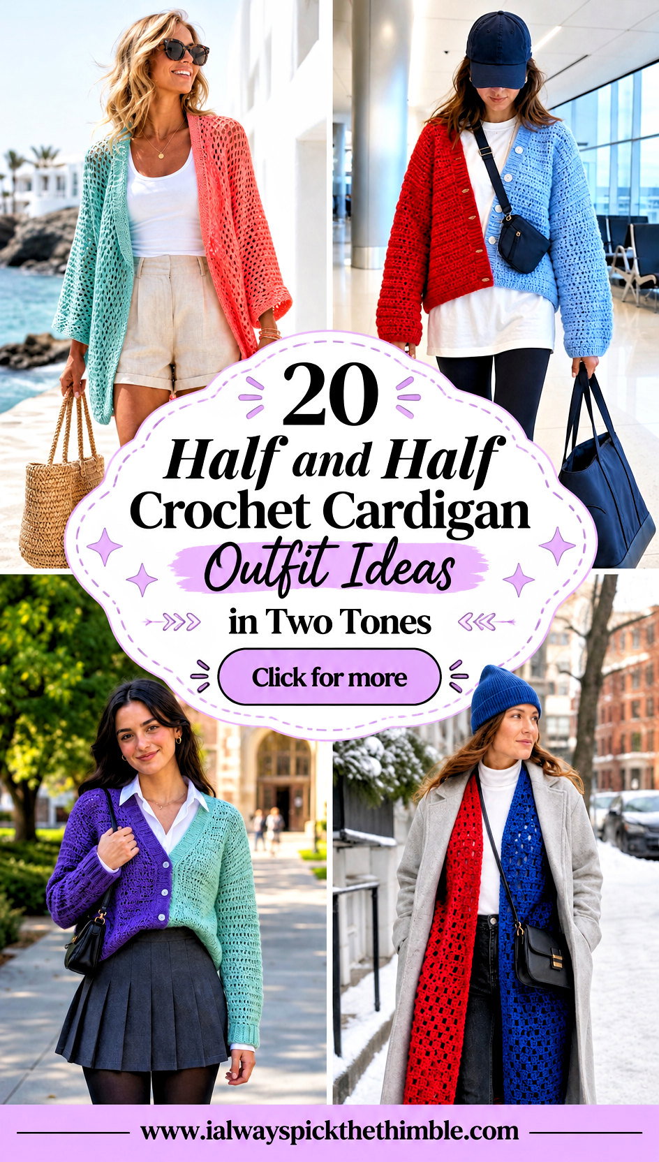 20 Half and Half Crochet Cardigan Outfit Ideas in Two Tones - 20 Half and Half Crochet Cardigan Outfit Ideas in Two Tones