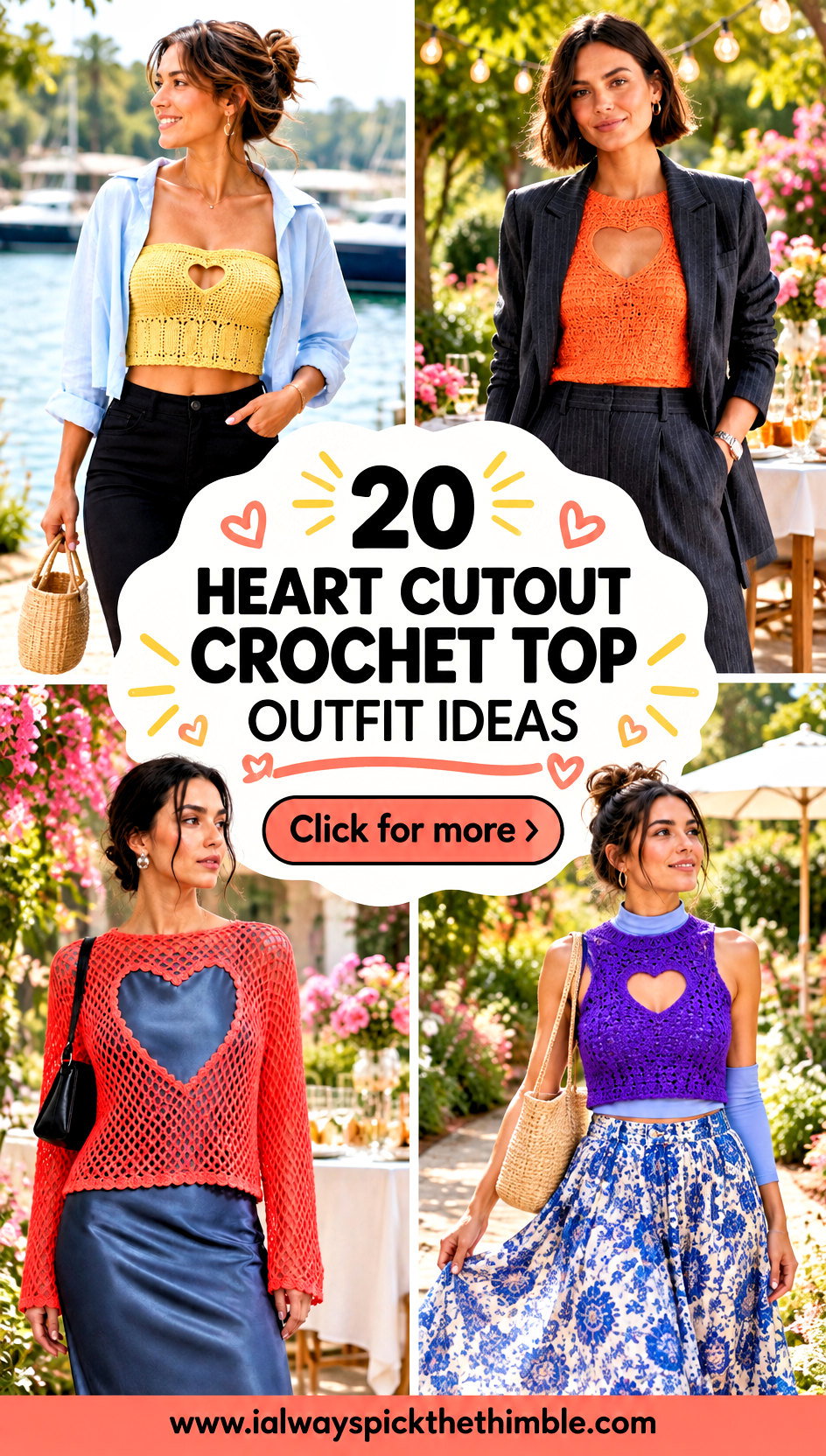 20 Heart Cutout Crochet Top Outfit Ideas for Summer Parties - 20 Heart Cutout Crochet Top Outfit Ideas for Summer Parties