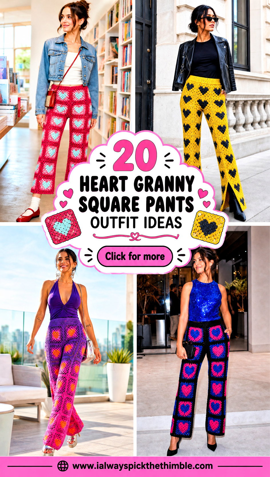 20 Heart Granny Square Pants Outfit Ideas for Playful Style - 20 Heart Granny Square Pants Outfit Ideas for Playful Style