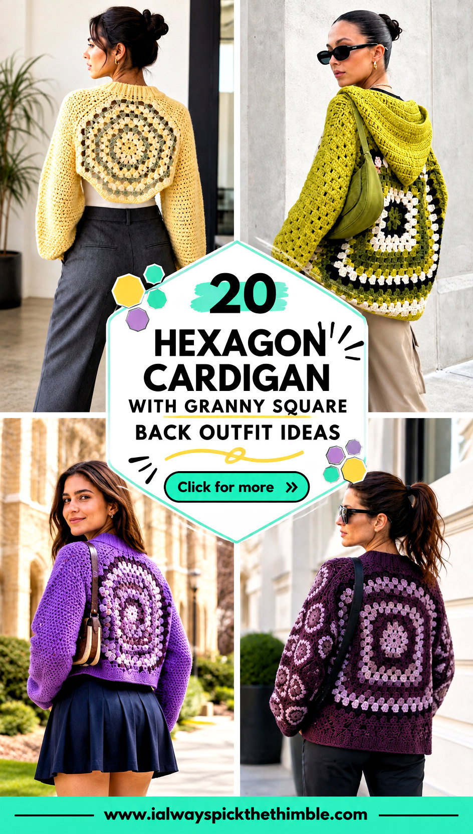 20 Hexagon Cardigan With Granny Square Back Outfit Ideas - 20 Hexagon Cardigan With Granny Square Back Outfit Ideas