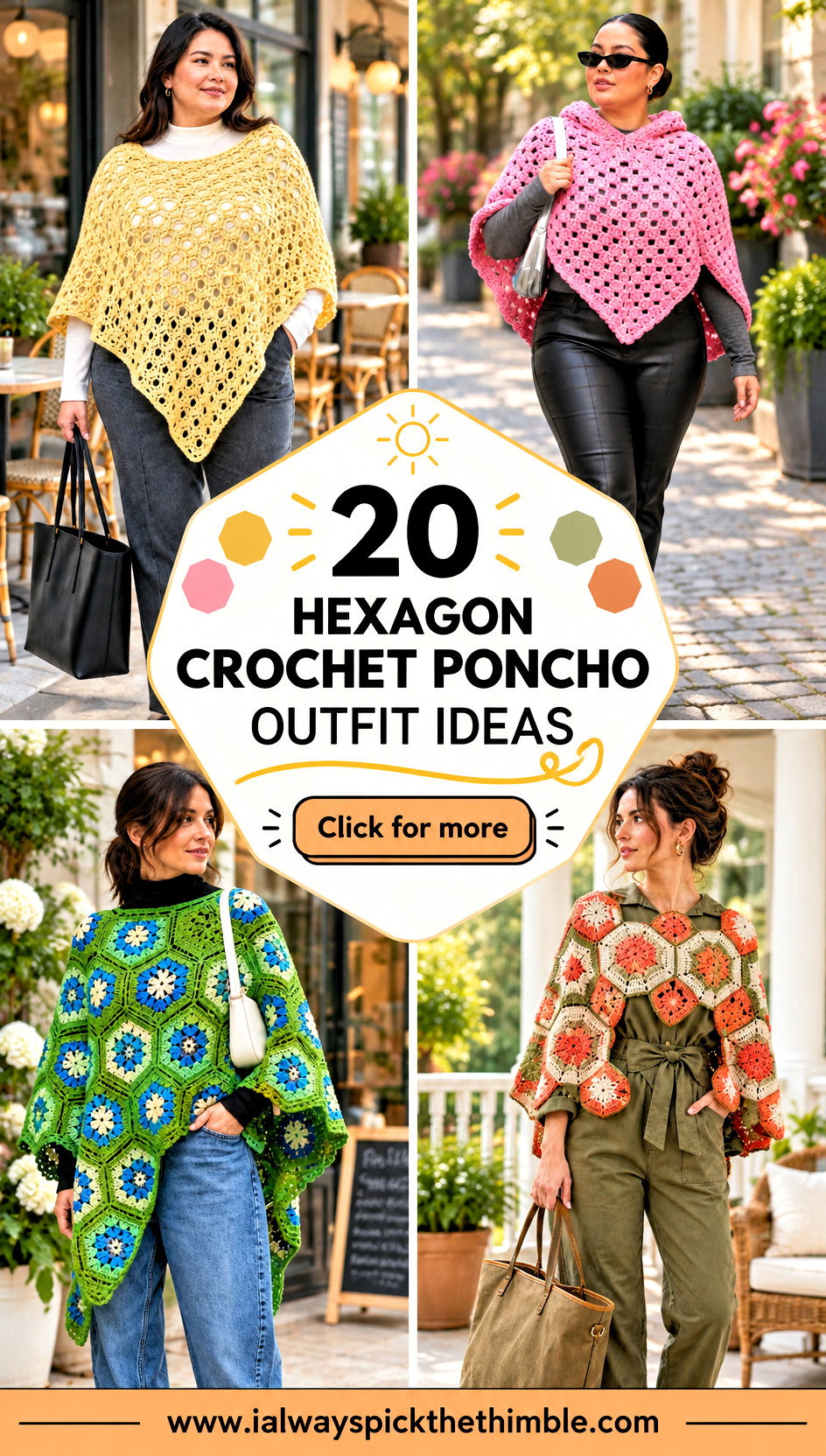 20 Hexagon Crochet Poncho Outfit Ideas for Relaxed Weekends - 20 Hexagon Crochet Poncho Outfit Ideas for Relaxed Weekends