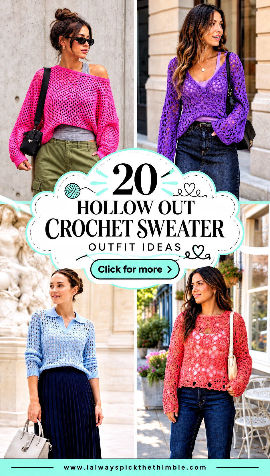 20 Hollow Out Crochet Sweater Outfit Ideas for Light Layers - 20 Hollow Out Crochet Sweater Outfit Ideas for Light Layers