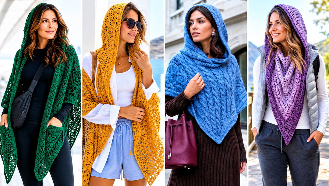 20 Hooded Triangle Crochet Shawl Outfit Ideas for Cool Days