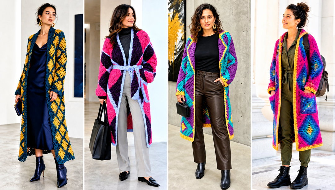 20 Howl Crochet Coat Outfit Ideas With Vintage Layers